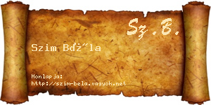 Szim Béla névjegykártya